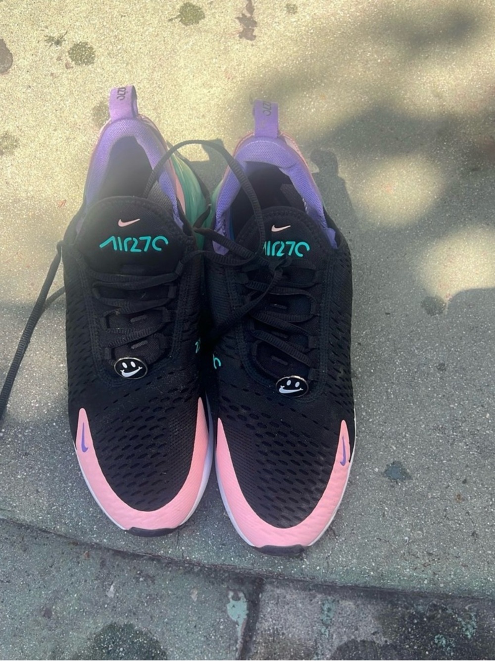 Nike Black with Pink and Purple Accented Air270 Sneakers